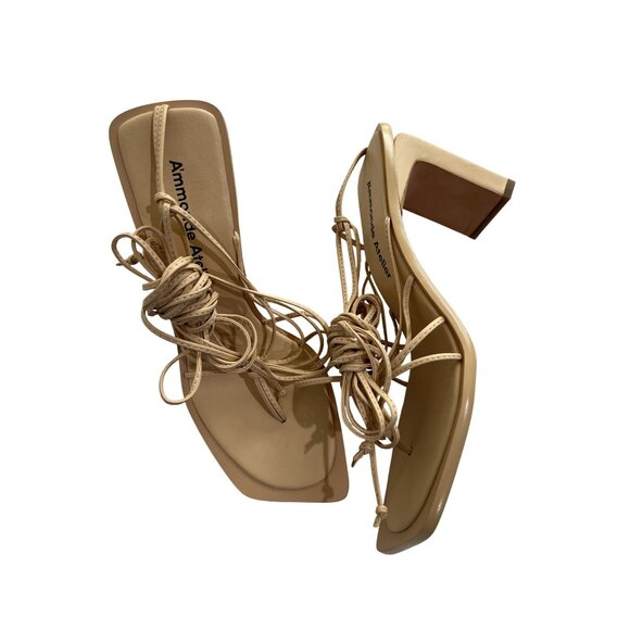 A'mmonde Atelier Ankle Wrap Sandals in Cream